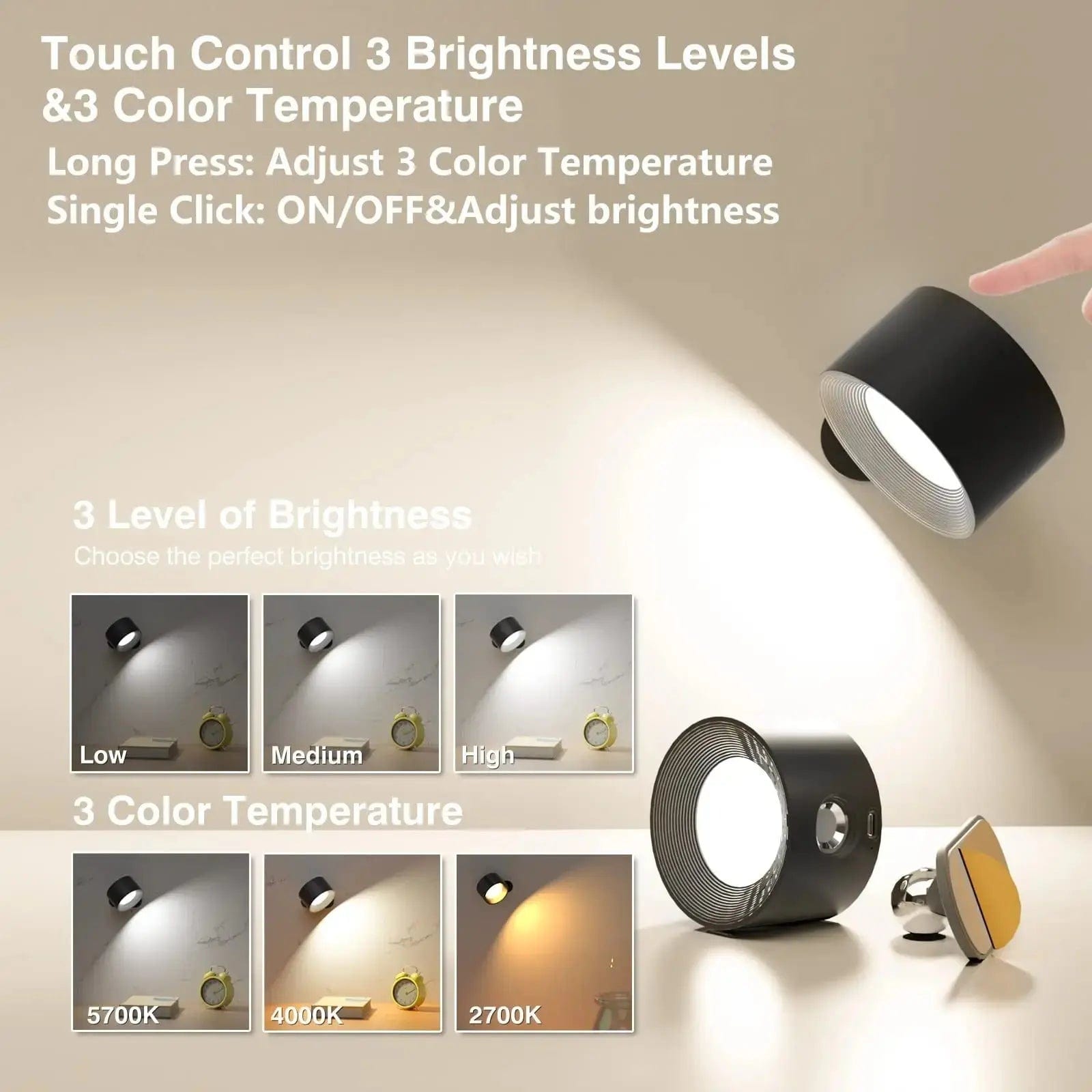 Wireless Rechargeable Adjustable Wall Light for Modern Interiors