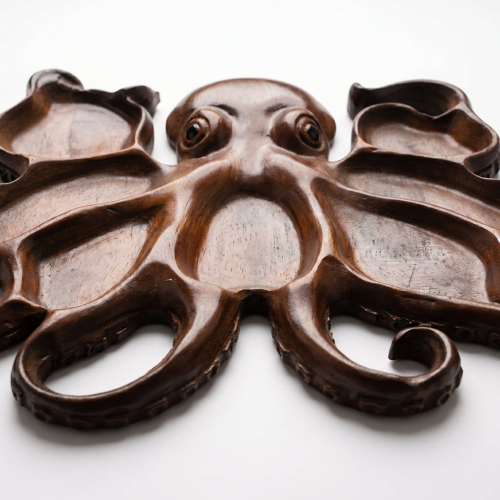 Piatto da snack in legno a forma di polpo