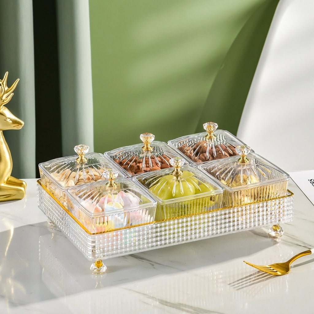 Vassoio da snack con coperchio e scomparti