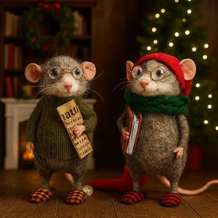 SNUGMICE – Ornamenti di Topi in Feltro Fatti a Mano per un Decor Accogliente