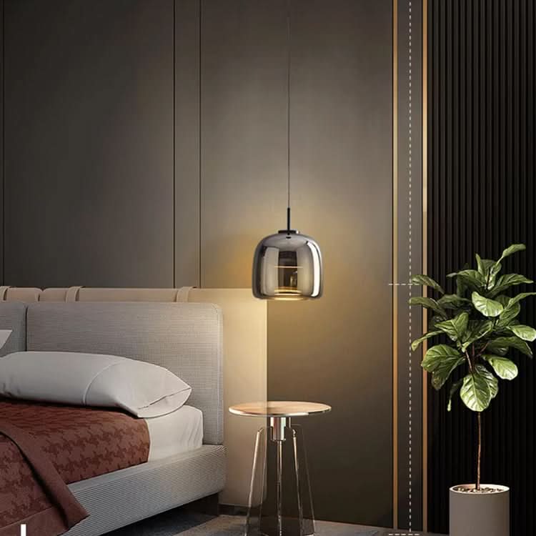 Lampada a Sospensione in Vetro Nero Nordico con LED
