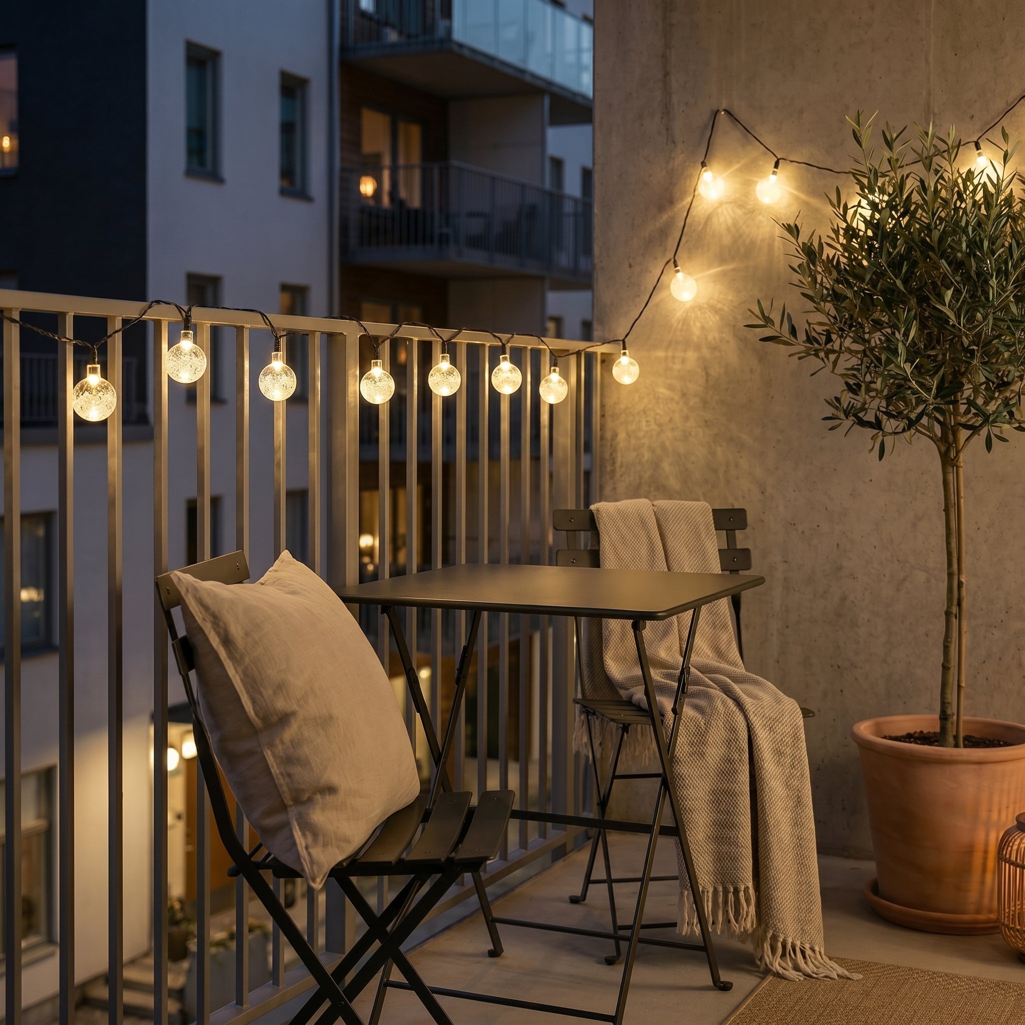 Catena di luci LED solari a palline di cristallo per giardino e terrazza