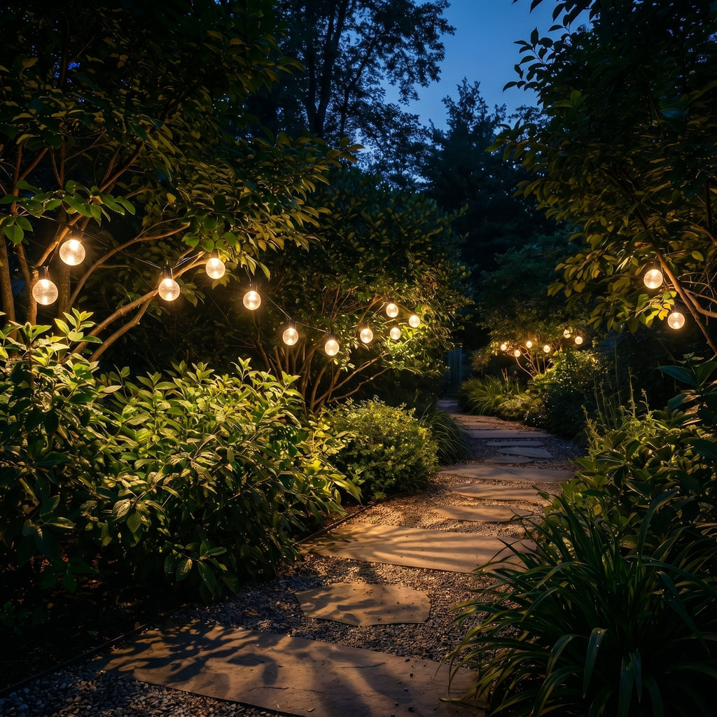 Catena di luci LED solari a palline di cristallo per giardino e terrazza
