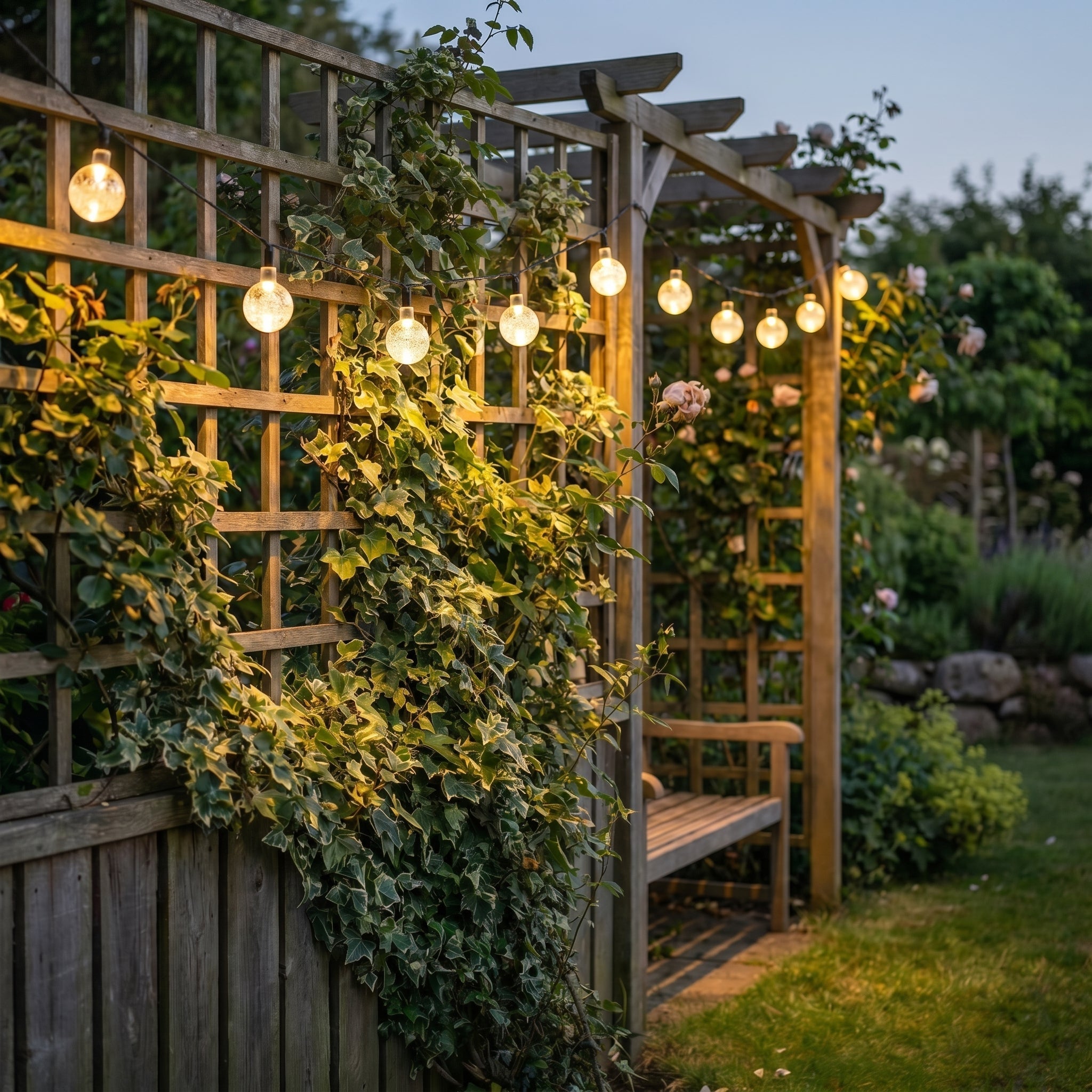 Catena di luci LED solari a palline di cristallo per giardino e terrazza
