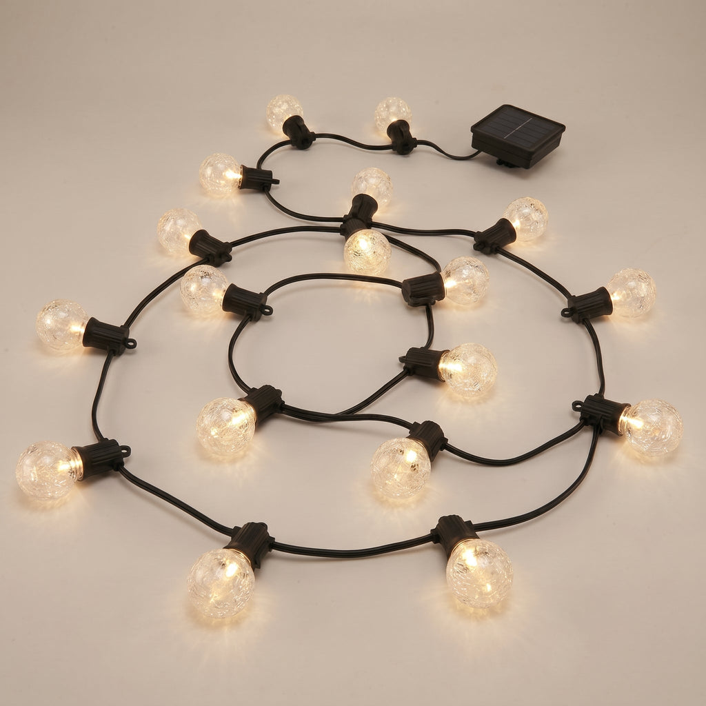 Catena di luci LED solari a palline di cristallo per giardino e terrazza