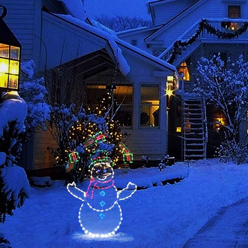 Luce Animata a LED con Palline di Neve | Decorazione Natalizia Esterna con Pupazzo di Neve e Pinguino