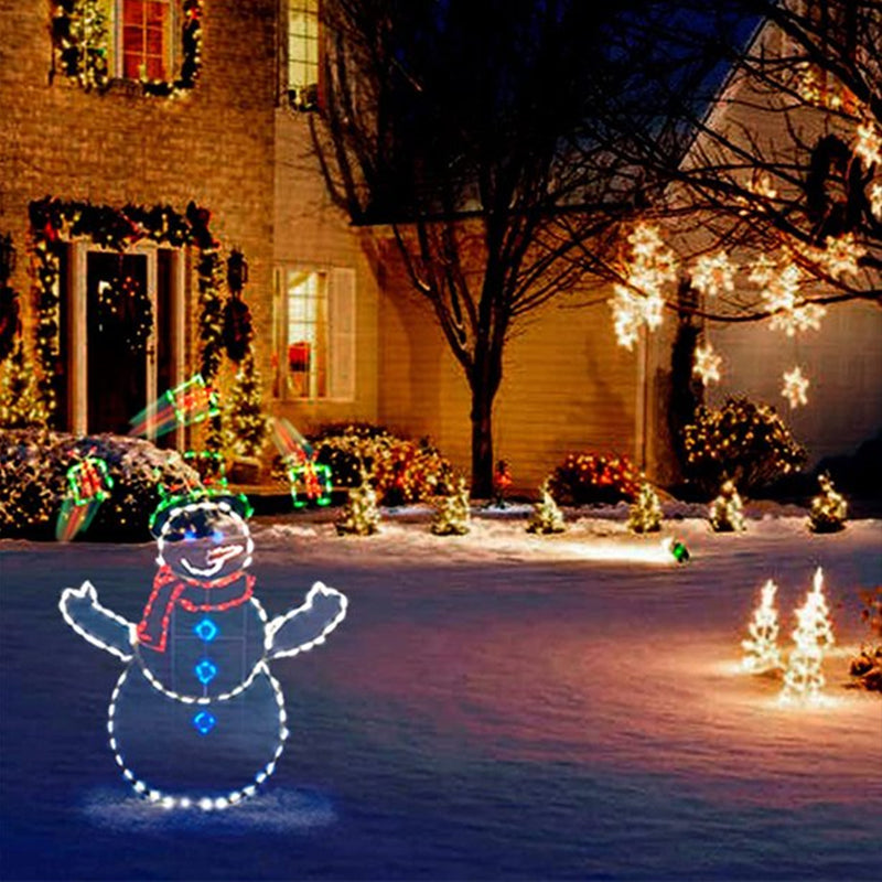Luce Animata a LED con Palline di Neve | Decorazione Natalizia Esterna con Pupazzo di Neve e Pinguino