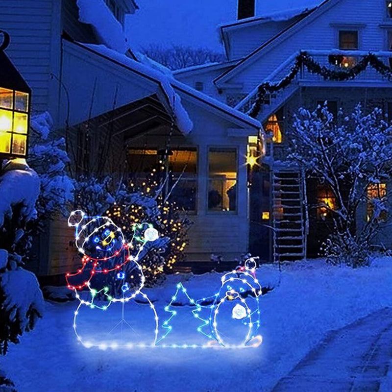 Luce Animata a LED con Palline di Neve | Decorazione Natalizia Esterna con Pupazzo di Neve e Pinguino