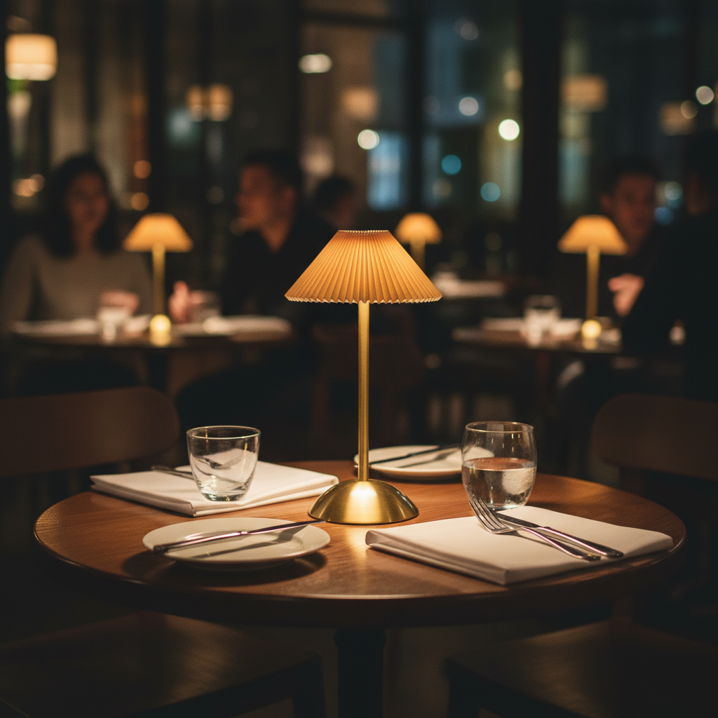 NordLuna – Lampada da tavolo wireless scandinava con LED e paralume in tessuto