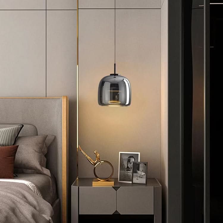 Lampada a Sospensione in Vetro Nero Nordico con LED
