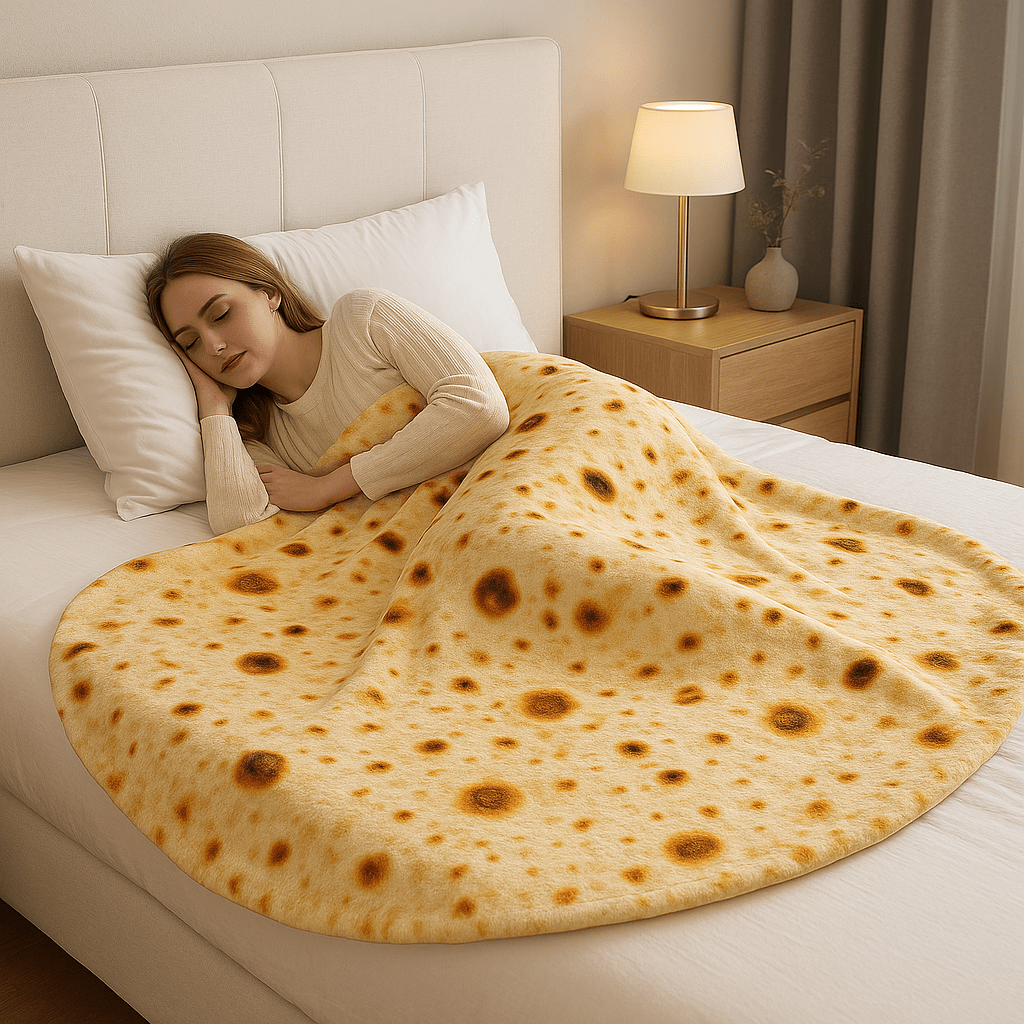 TACOZY – Coperta in Flanella a Tema Taco con Divertente Design Tortilla