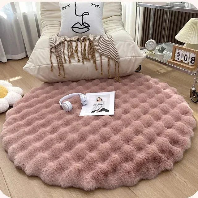 Sorelia | Tappeto rotondo in poliestere con base antiscivolo in sei colori e quattro dimensioni per soggiorno e camera da letto