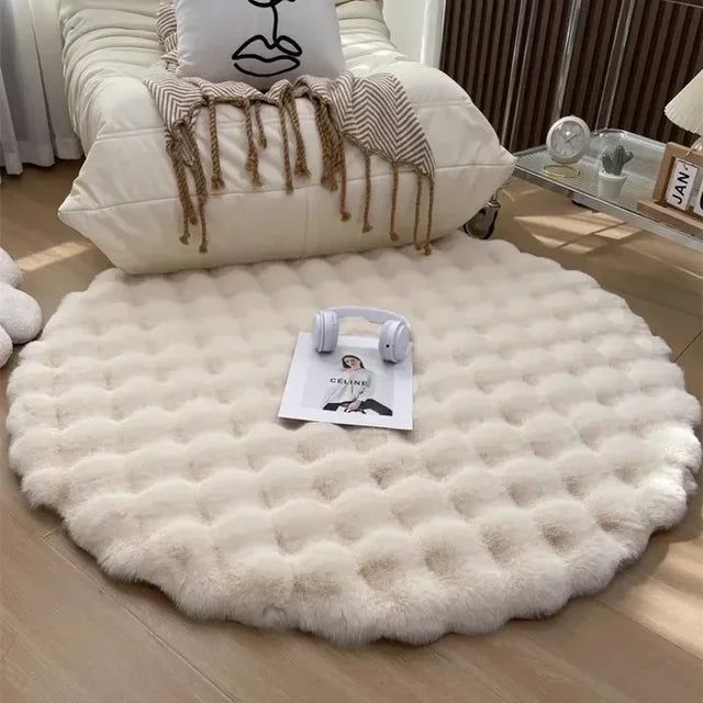 Sorelia | Tappeto rotondo in poliestere con base antiscivolo in sei colori e quattro dimensioni per soggiorno e camera da letto