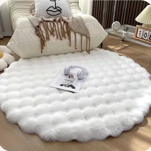 Sorelia | Tappeto rotondo in poliestere con base antiscivolo in sei colori e quattro dimensioni per soggiorno e camera da letto