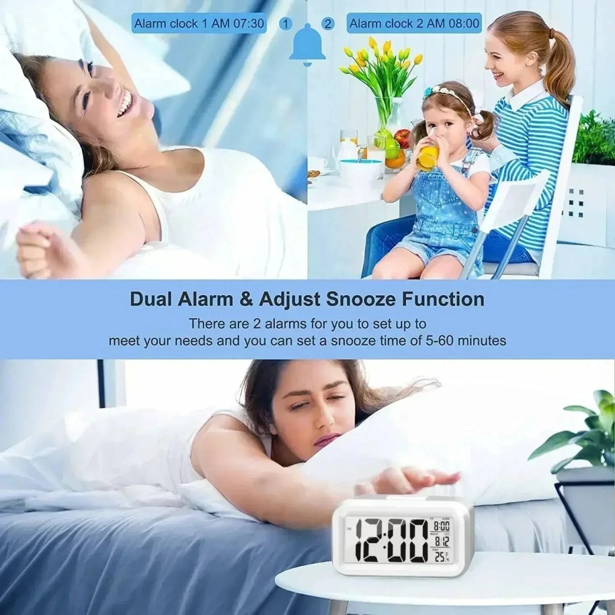 TEMPDATE MINI – Orologio Digitale LED Multifunzionale con Funzione Snooze