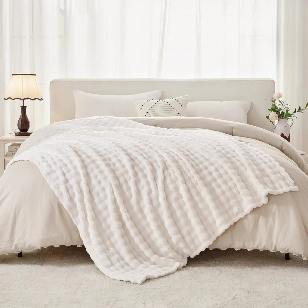 TEXTURIA BUBBLETEX – Morbida Coperta in Pile 3D Bubble per Comfort in Tutte le Stagioni