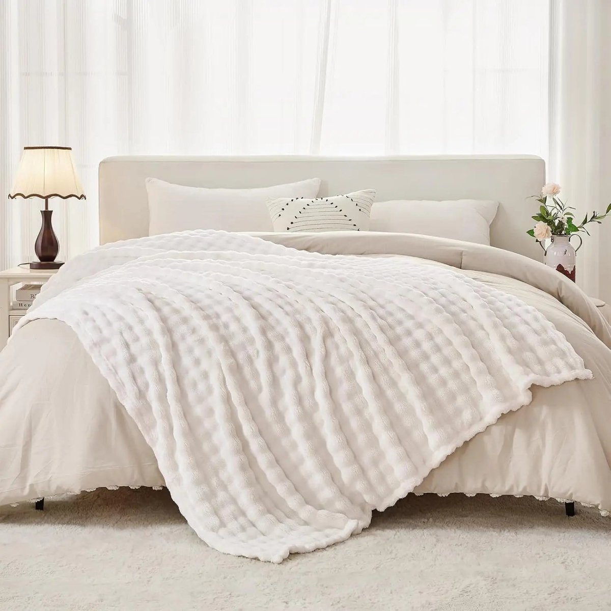TEXTURIA BUBBLETEX – Morbida Coperta in Pile 3D Bubble per Comfort in Tutte le Stagioni