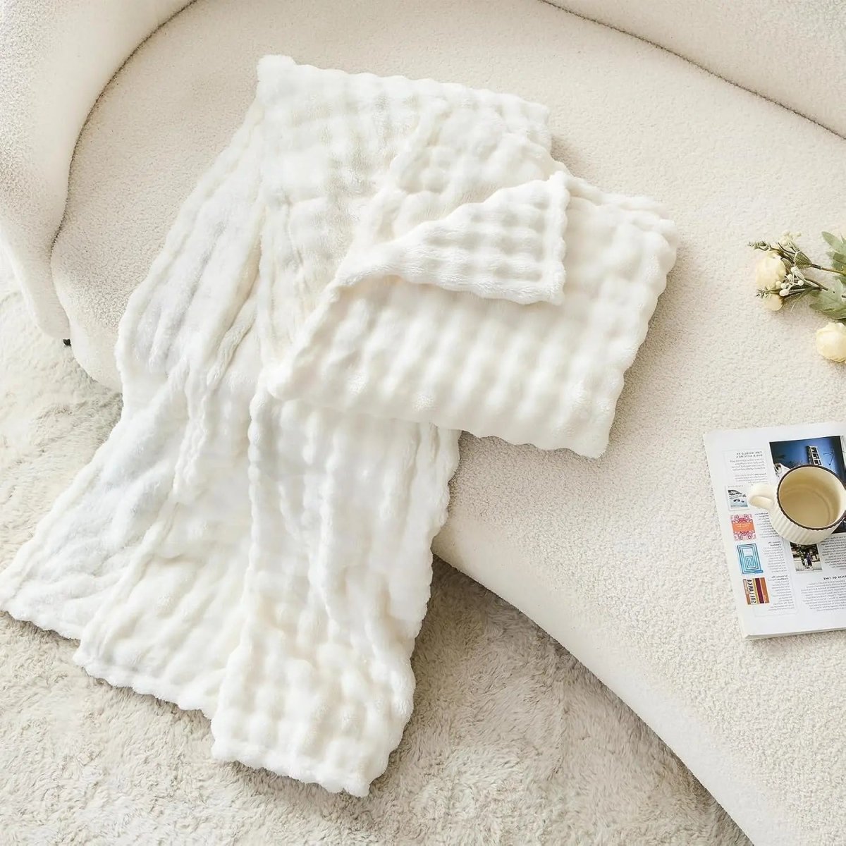 TEXTURIA BUBBLETEX – Morbida Coperta in Pile 3D Bubble per Comfort in Tutte le Stagioni