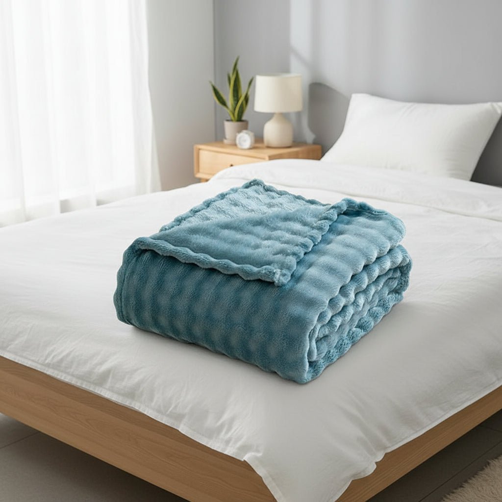 TEXTURIA BUBBLETEX – Morbida Coperta in Pile 3D Bubble per Comfort in Tutte le Stagioni
