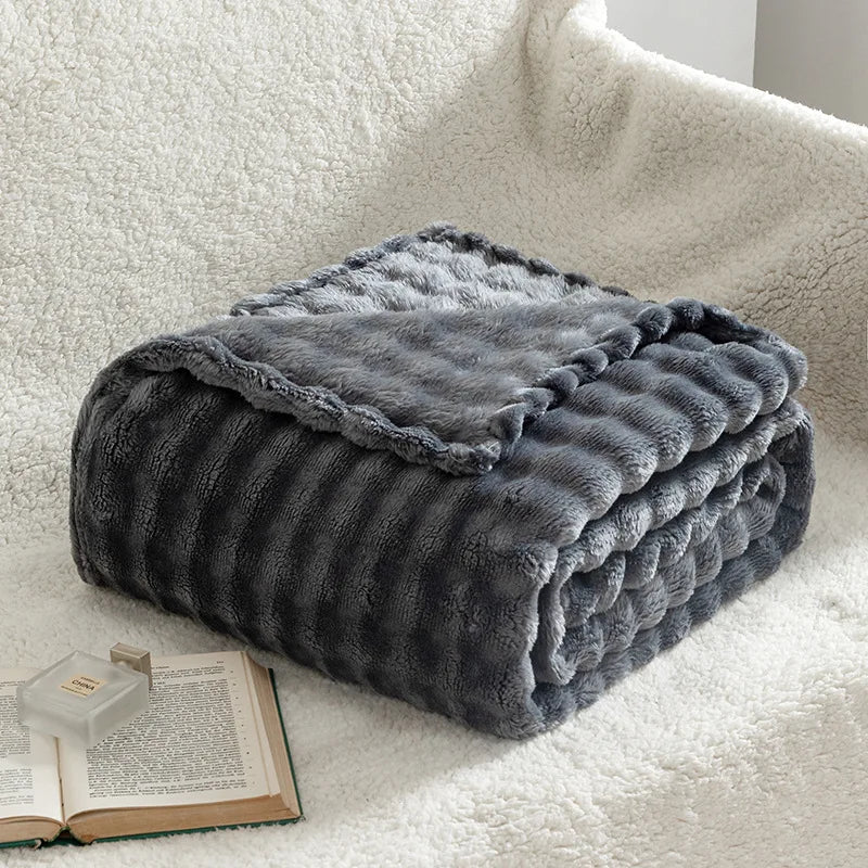 TEXTURIA BUBBLETEX – Morbida Coperta in Pile 3D Bubble per Comfort in Tutte le Stagioni