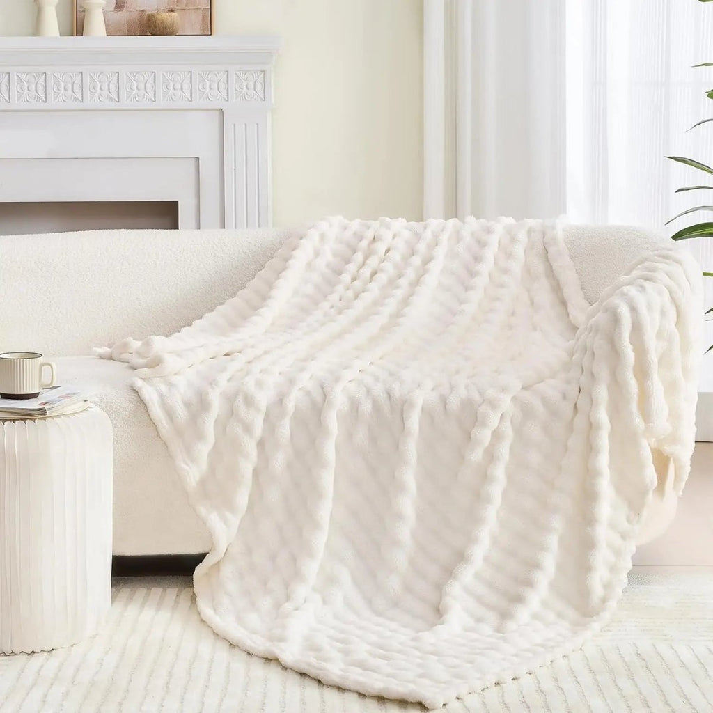 TEXTURIA BUBBLETEX – Morbida Coperta in Pile 3D Bubble per Comfort in Tutte le Stagioni