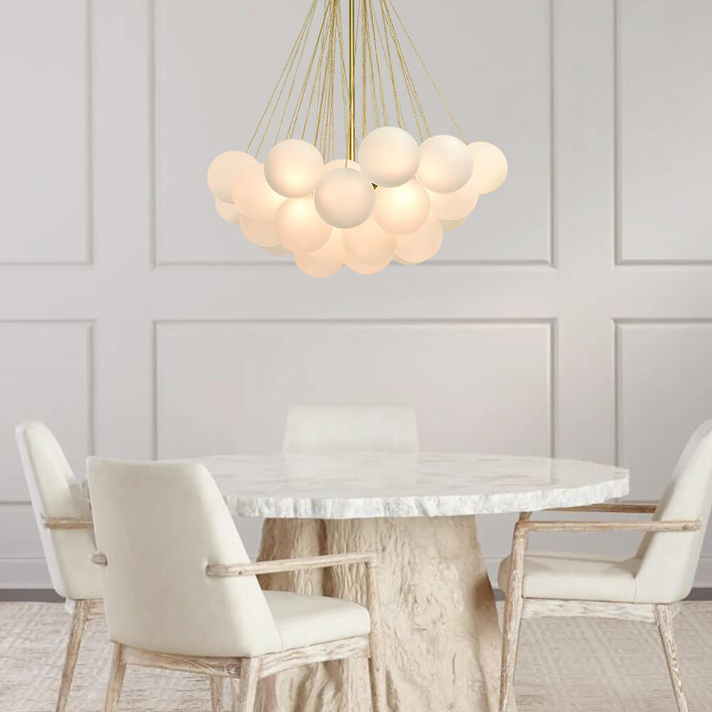 Viresta | Lampadario Contemporaneo a Globo a Bolle con Sfere in Vetro Satinato