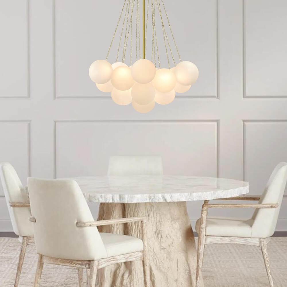 Viresta | Lampadario Contemporaneo a Globo a Bolle con Sfere in Vetro Satinato
