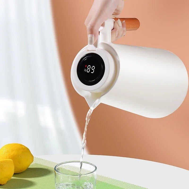 Caraffa Termica Con Display LED Della Temperatura E Manico In Legno
