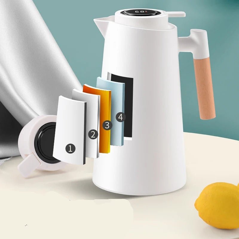 Caraffa Termica Con Display LED Della Temperatura E Manico In Legno