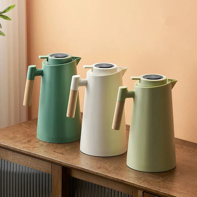 Caraffa Termica Con Display LED Della Temperatura E Manico In Legno