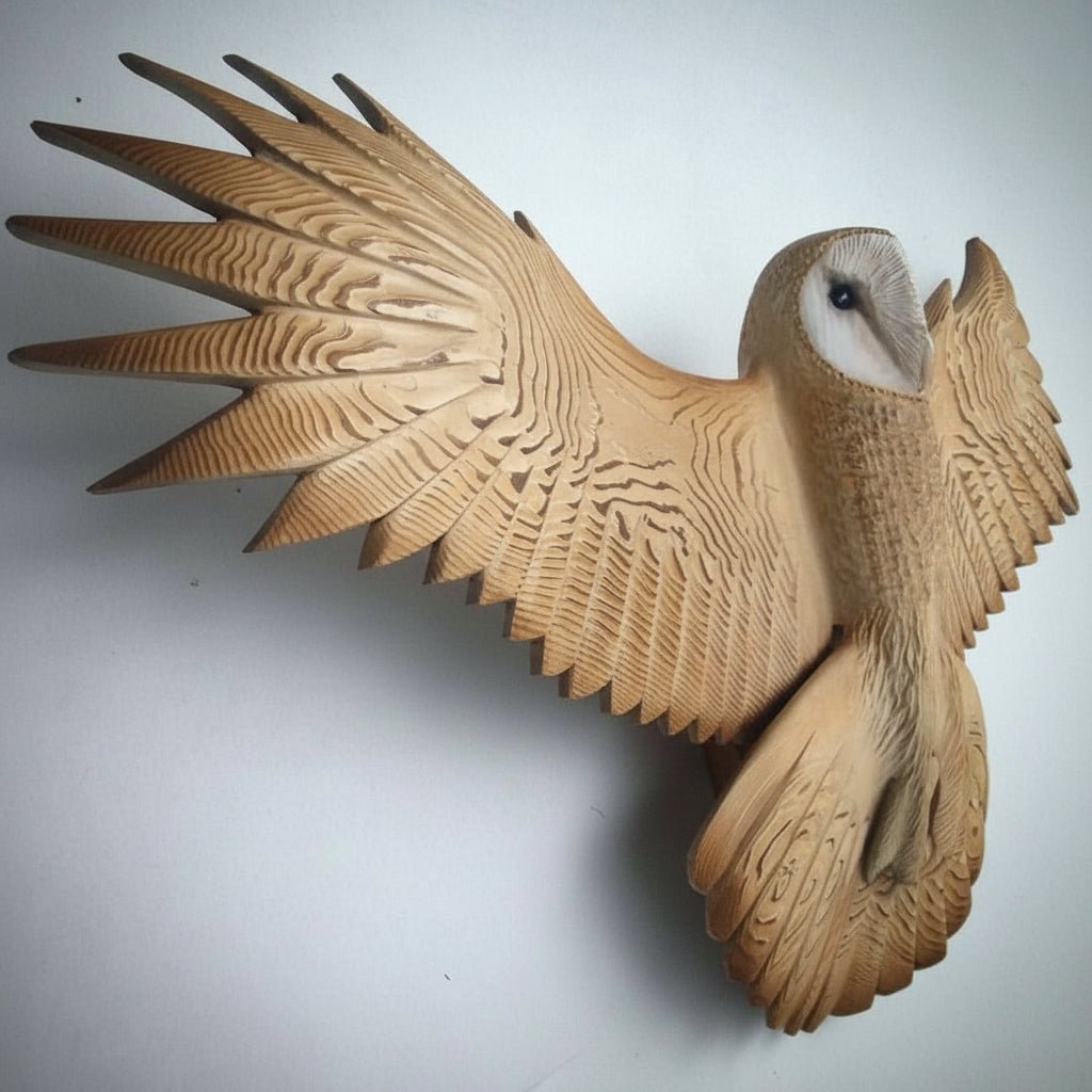 TIMBERSPIRIT – Arte Murale di Gufo Comune Artistico Intagliato da Legno Massello