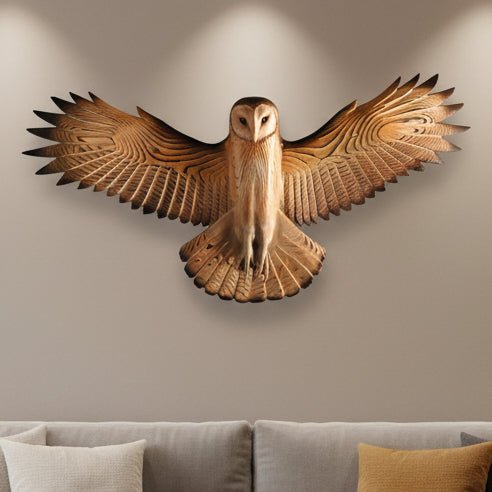 TIMBERSPIRIT – Arte Murale di Gufo Comune Artistico Intagliato da Legno Massello