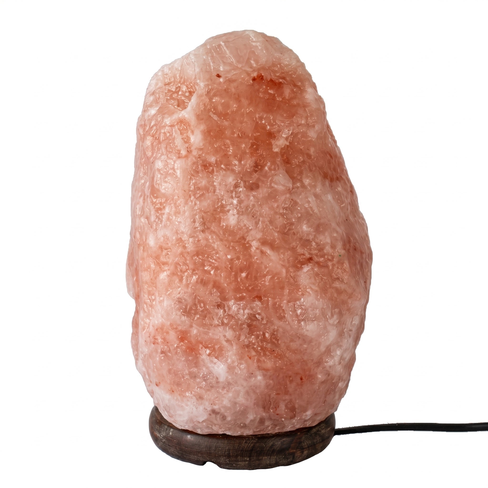 Lampada da tavolo in stile sale himalayano con base in legno