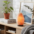 Lampada da tavolo in stile sale himalayano con base in legno