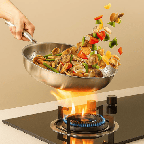 TITAN-PREMIUM PAN – Padella in titanio di alta qualità senza rivestimento per tutti i tipi di piano cottura