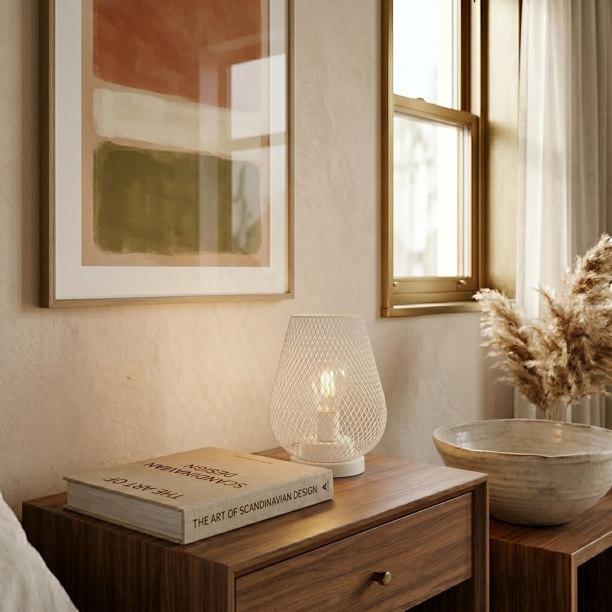 Lampada da tavolo wireless a forma di goccia con design in rete metallica