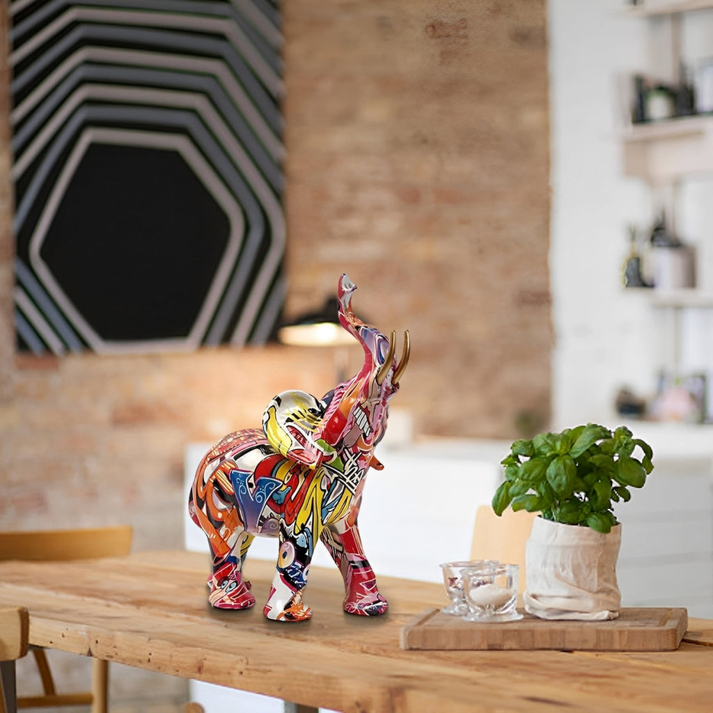 Statua Astratta di Elefante - Oggetto d'Arte Fatto a Mano con Simbolo di Fortuna