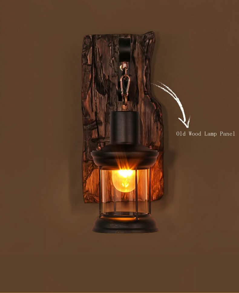 Lampada da Parete Veritas – Cilindro di Vetro con Base in Legno e Design LED Moderno