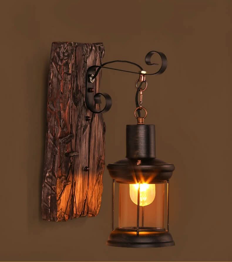 Lampada da Parete Veritas – Cilindro di Vetro con Base in Legno e Design LED Moderno