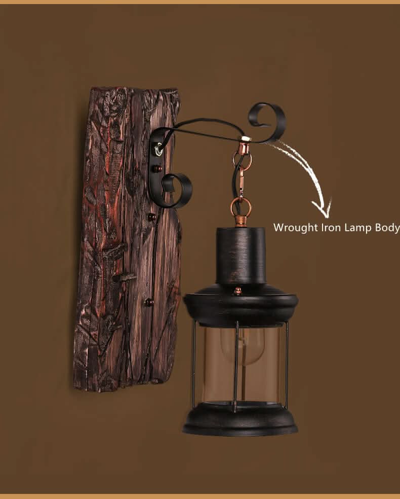 Lampada da Parete Veritas – Cilindro di Vetro con Base in Legno e Design LED Moderno
