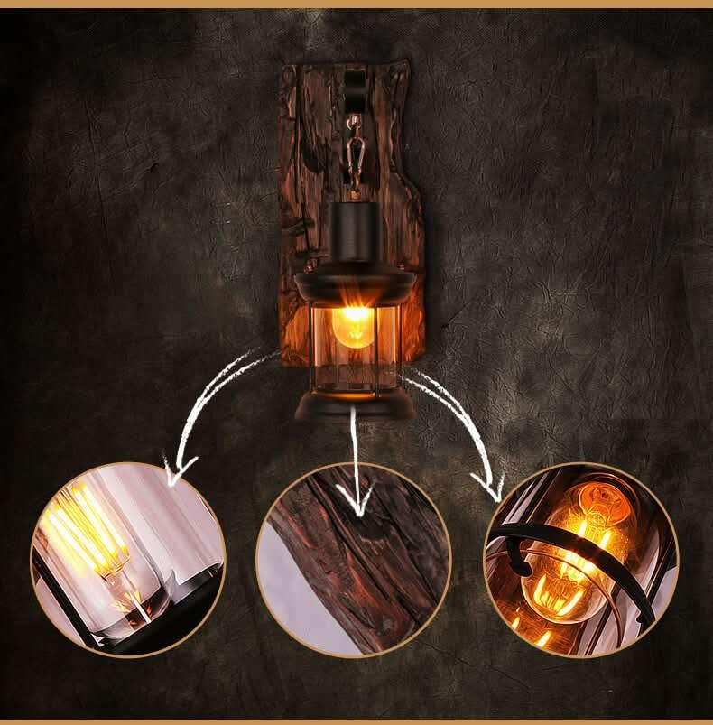 Lampada da Parete Veritas – Cilindro di Vetro con Base in Legno e Design LED Moderno