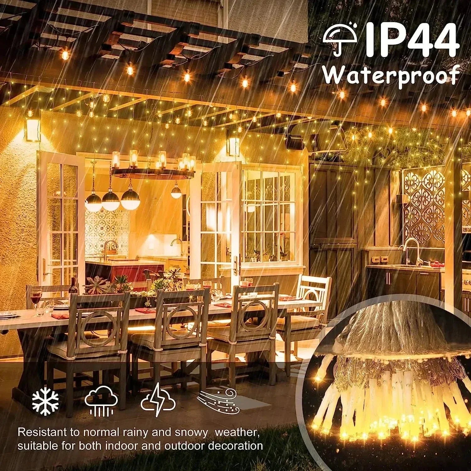 Luci a LED a Stringa a Goccia Luminescenti | Bianco Caldo e Bianco Freddo, Estensibili per Decorazioni Festive Indoor e Outdoor
