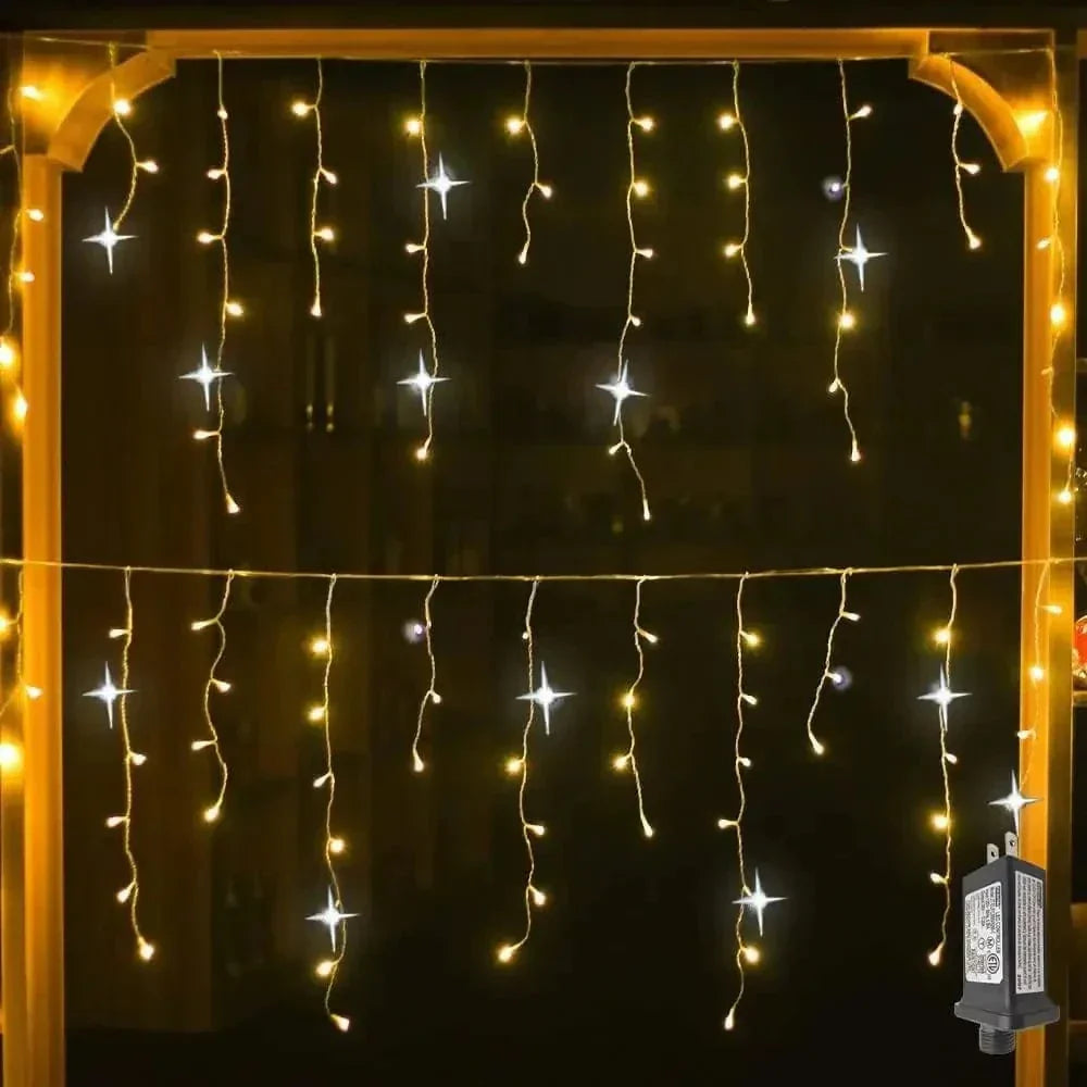 Luci a LED a Stringa a Goccia Luminescenti | Bianco Caldo e Bianco Freddo, Estensibili per Decorazioni Festive Indoor e Outdoor