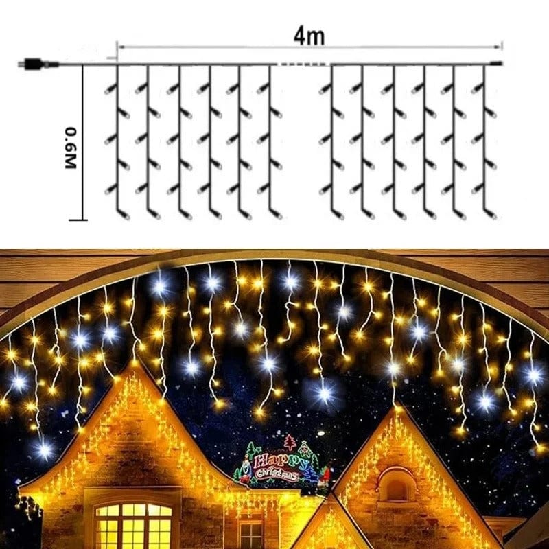 Luci a LED a Stringa a Goccia Luminescenti | Bianco Caldo e Bianco Freddo, Estensibili per Decorazioni Festive Indoor e Outdoor