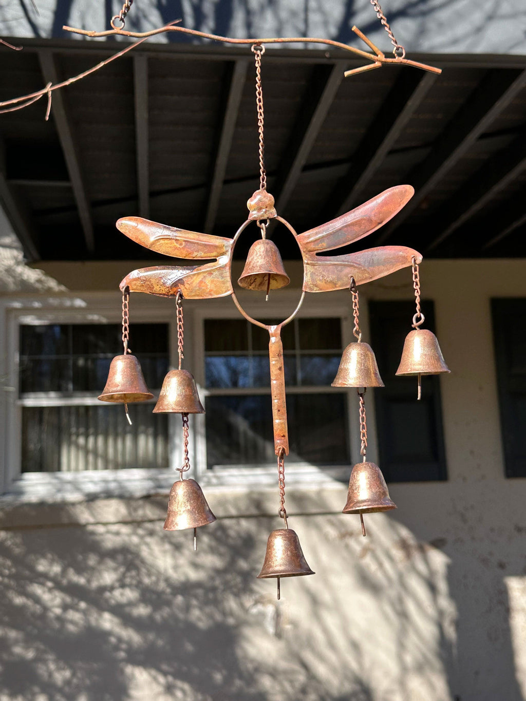 Campanella a vento a forma di libellula con campane Decorazione fatta a mano