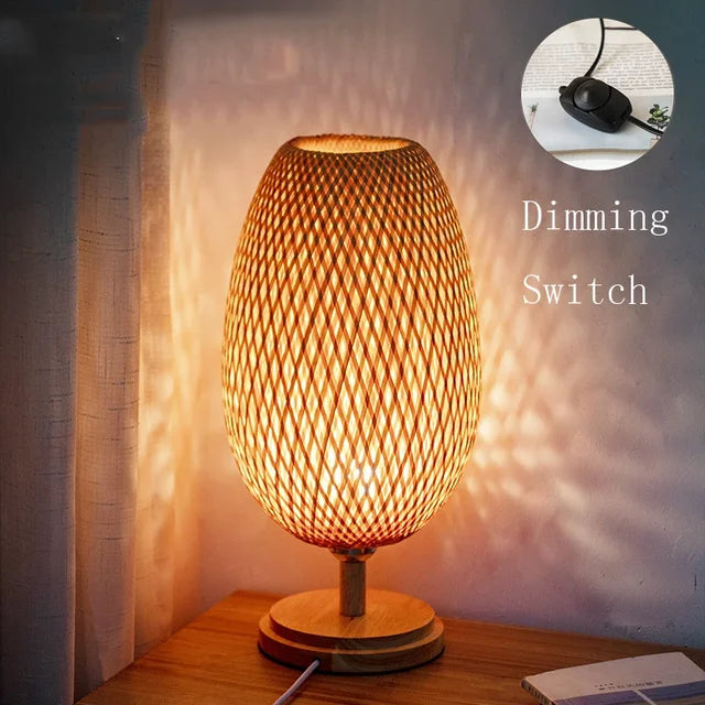Lampada da Tavolo Vintage in Bambù - TimberGlow