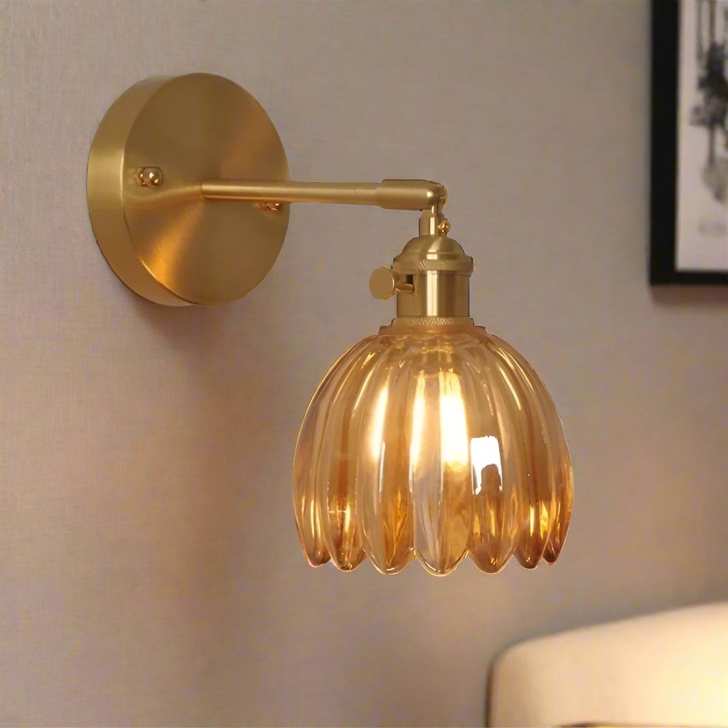 Lampada da Parete in Vetro Tulipano Floreale Vintage - Opzioni Multicolore