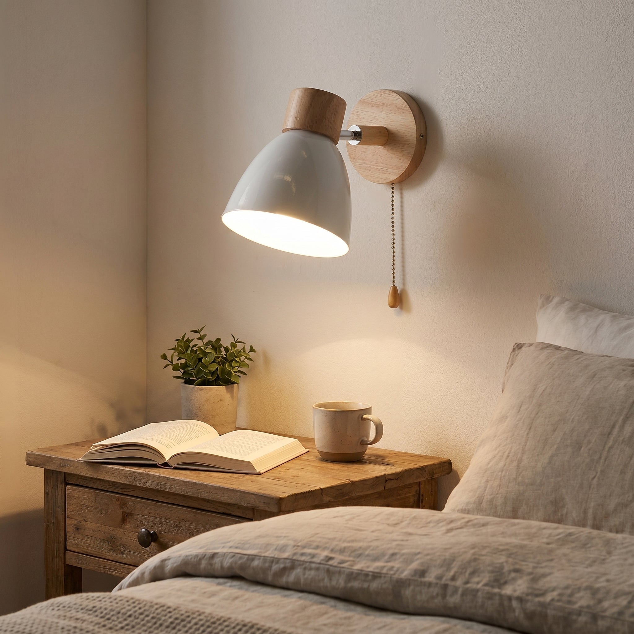 Virelle - Lampada da parete in stile scandinavo in legno naturale