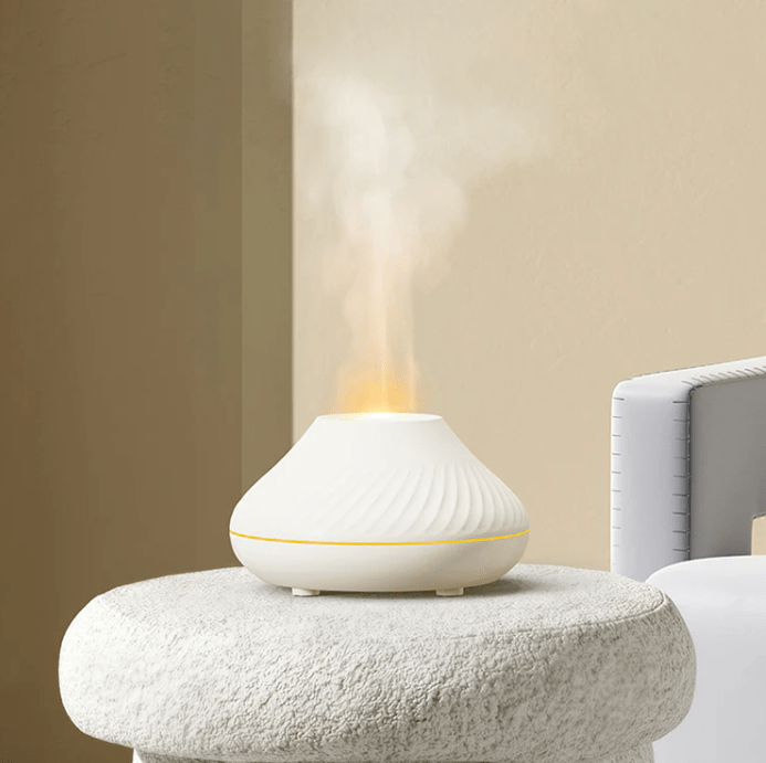Umidificatore d'aria e diffusore di aromi effetto fiamma vulcanica