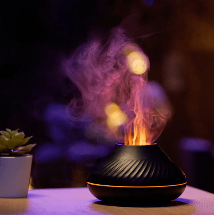 Umidificatore d'aria e diffusore di aromi effetto fiamma vulcanica